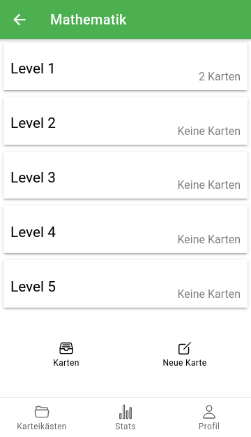 Karteikarten in App lernen