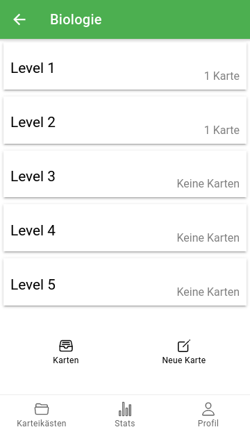 Karteikarten in App lernen