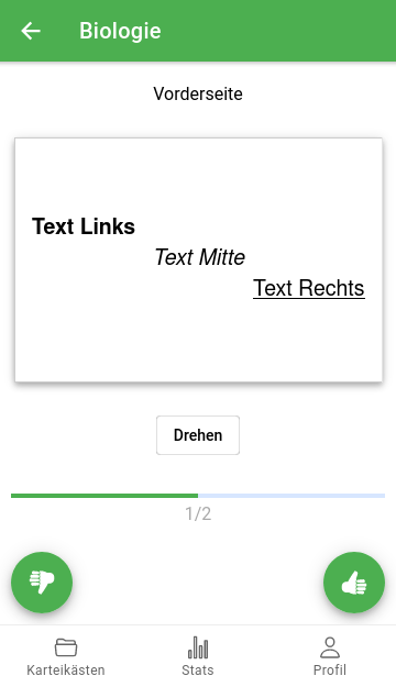 Karteikarten in App lernen