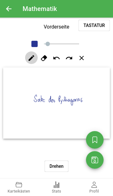 Handschriftliche Karteikarten Vorderseite erstellen