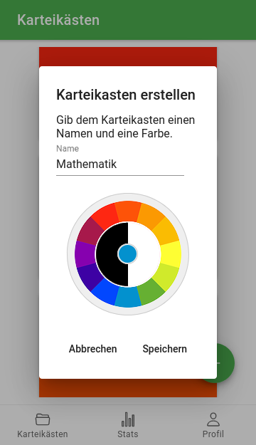 Karteikasten in der App erstellen